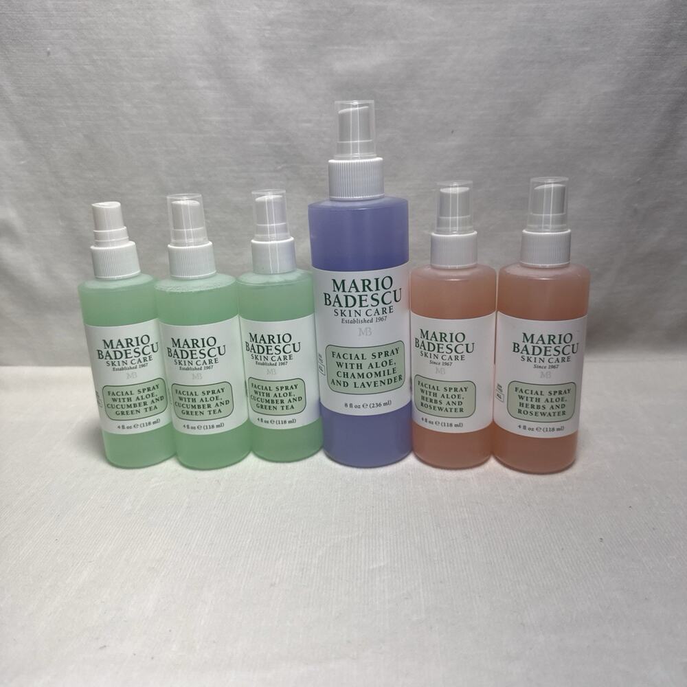 6 pack Mario Badescu Facial Spray Aloe Cucumber Rosewater Lavender 4 Oz & 8 Oz